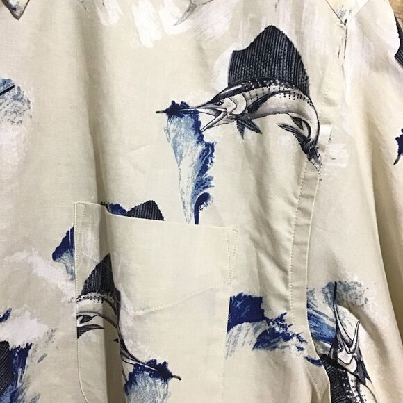 Puritan Khaki Button Up Swordfish Shirt L 42-44 - Picture 2 of 6